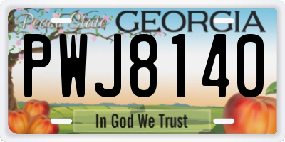 GA license plate PWJ8140