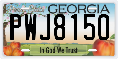 GA license plate PWJ8150