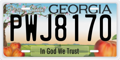 GA license plate PWJ8170