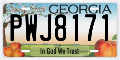 GA license plate PWJ8171