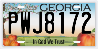 GA license plate PWJ8172