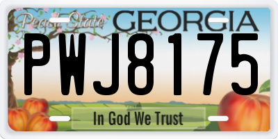 GA license plate PWJ8175