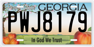 GA license plate PWJ8179