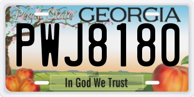 GA license plate PWJ8180