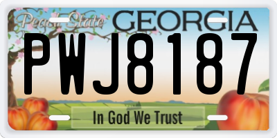 GA license plate PWJ8187
