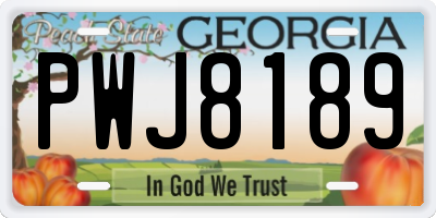 GA license plate PWJ8189