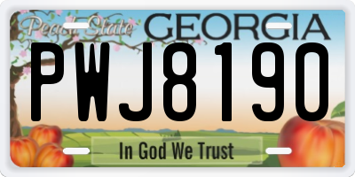 GA license plate PWJ8190