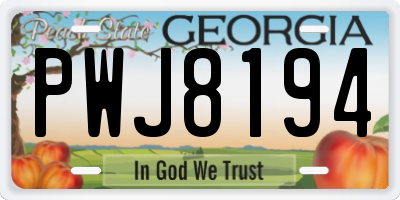GA license plate PWJ8194