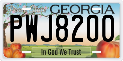 GA license plate PWJ8200