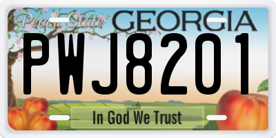 GA license plate PWJ8201