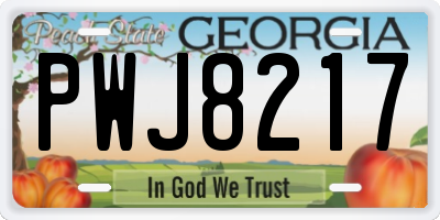 GA license plate PWJ8217