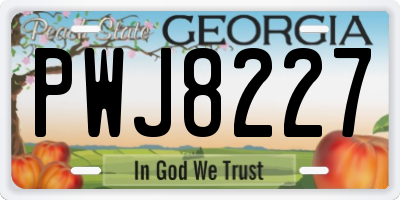GA license plate PWJ8227