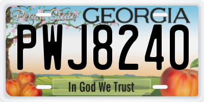 GA license plate PWJ8240