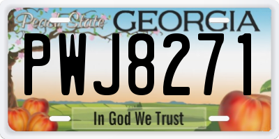 GA license plate PWJ8271