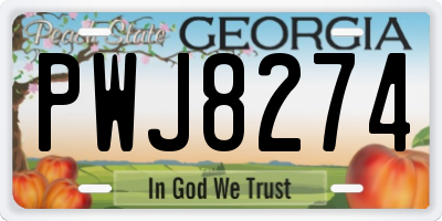 GA license plate PWJ8274