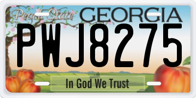 GA license plate PWJ8275