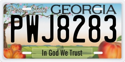 GA license plate PWJ8283