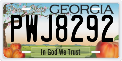 GA license plate PWJ8292