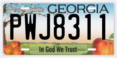 GA license plate PWJ8311