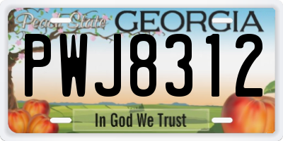 GA license plate PWJ8312