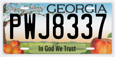 GA license plate PWJ8337