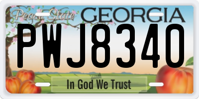 GA license plate PWJ8340