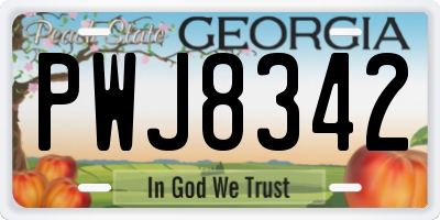 GA license plate PWJ8342