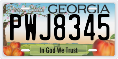 GA license plate PWJ8345