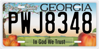 GA license plate PWJ8348