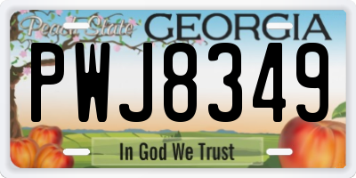 GA license plate PWJ8349