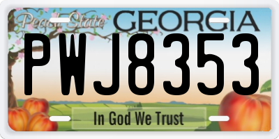 GA license plate PWJ8353