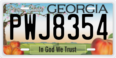 GA license plate PWJ8354