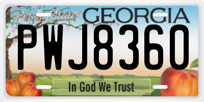 GA license plate PWJ8360