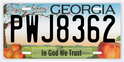 GA license plate PWJ8362