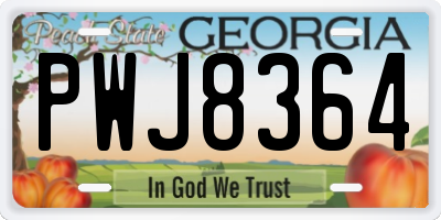 GA license plate PWJ8364