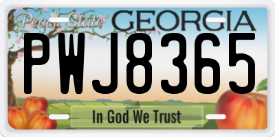 GA license plate PWJ8365