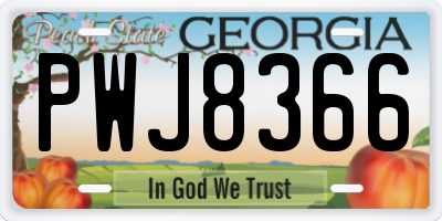 GA license plate PWJ8366