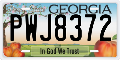 GA license plate PWJ8372