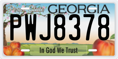 GA license plate PWJ8378