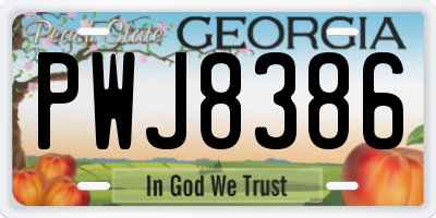 GA license plate PWJ8386