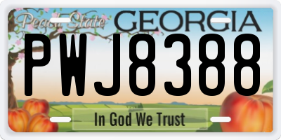GA license plate PWJ8388