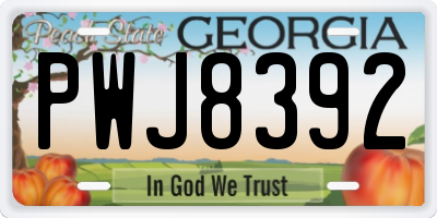 GA license plate PWJ8392