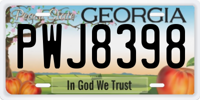 GA license plate PWJ8398