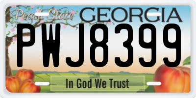 GA license plate PWJ8399