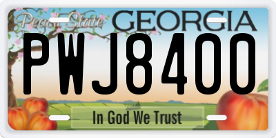 GA license plate PWJ8400