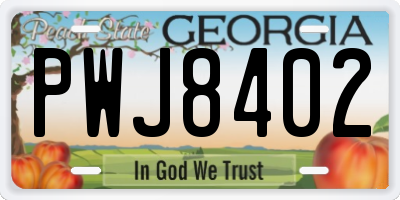 GA license plate PWJ8402