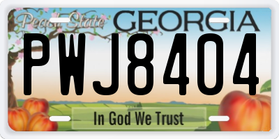 GA license plate PWJ8404