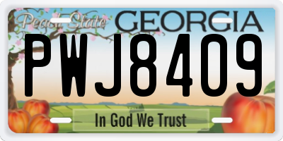GA license plate PWJ8409