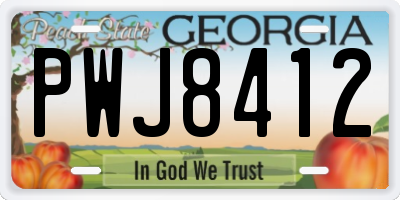 GA license plate PWJ8412