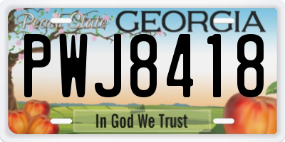 GA license plate PWJ8418